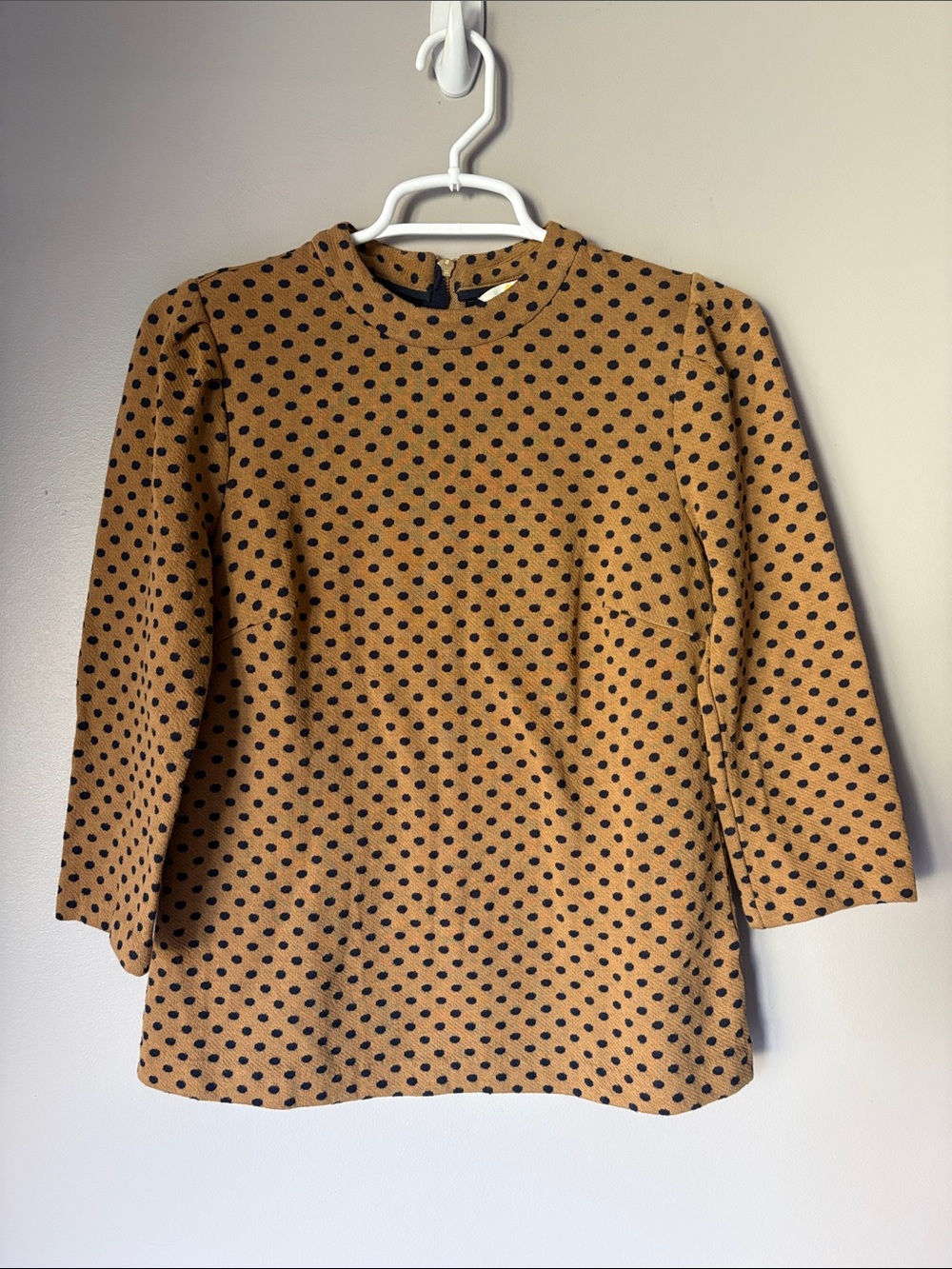 Boden Women’s Mustard Navy Polka Dot Structured Sweater Blouse